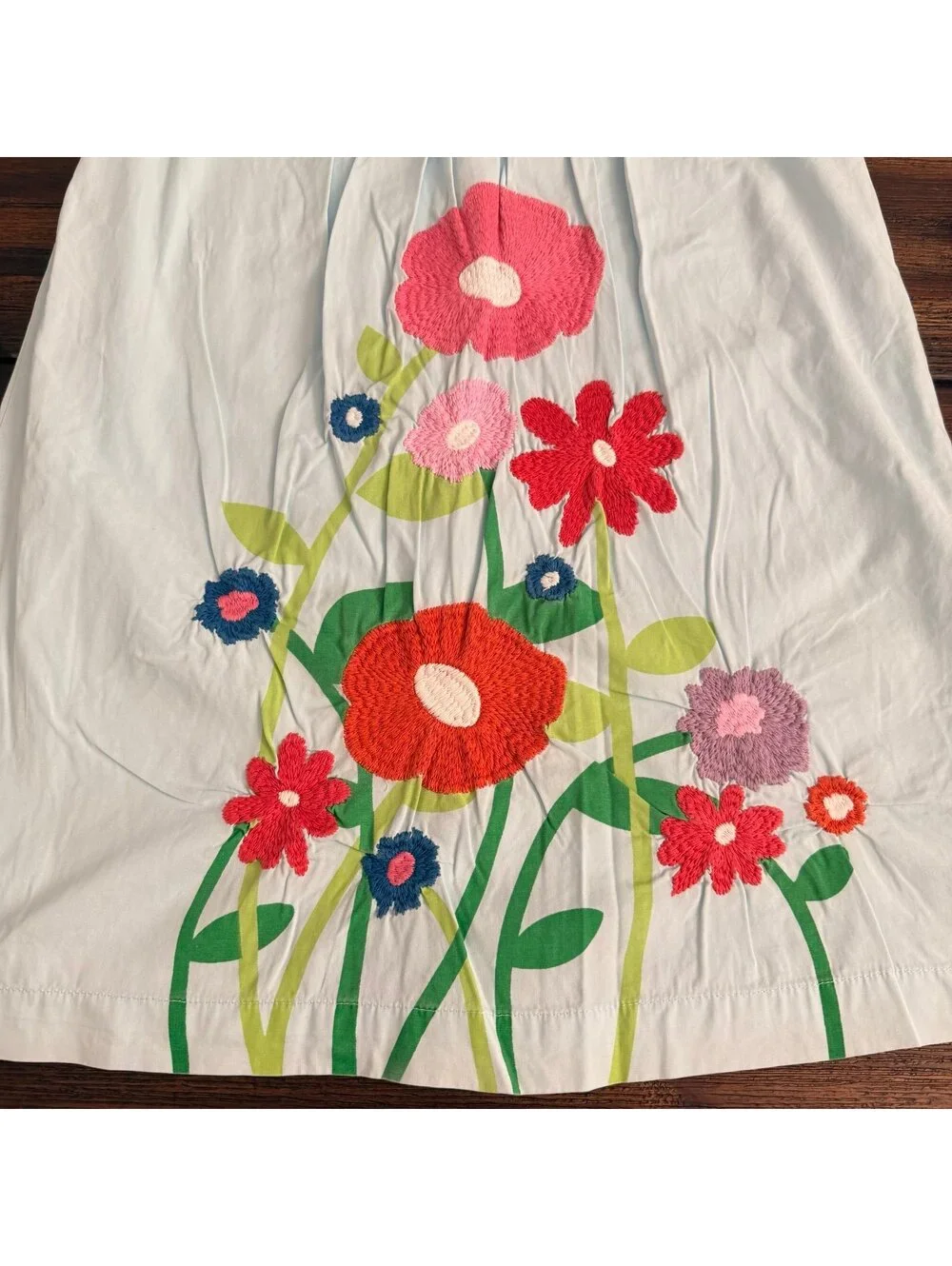 Mini Boden Light Blue Floral Embroidered Sun Dress Size 4-5